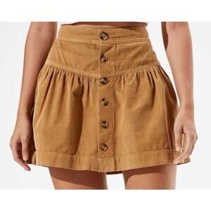 American Eagle Corduroy Super Hi-Rise Ruffle Button Front micro Mini Skirt 00 XS